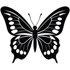 Black and white butterfly vector illustration on a white background, highlighting its beautiful wings and natural design