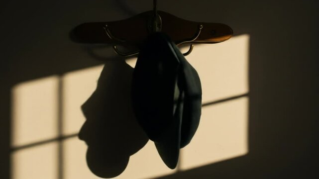 Shadowed cap hangs in warm light