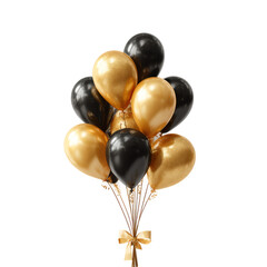 [Transparent Background PNG]Golden and Black Balloons Festive Arrangement