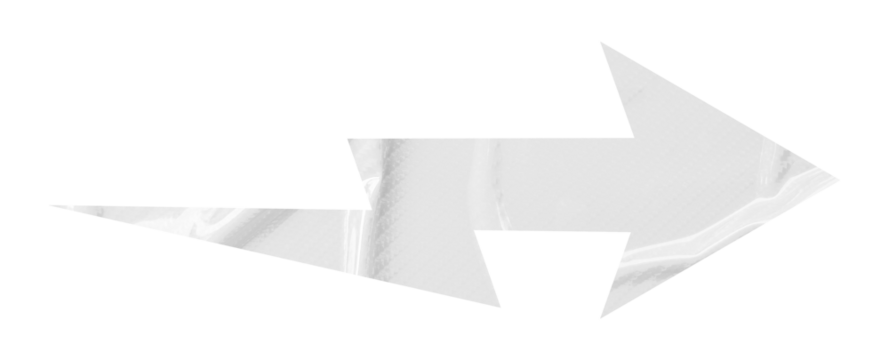 White crumpled paper arrow isolated on transparent background