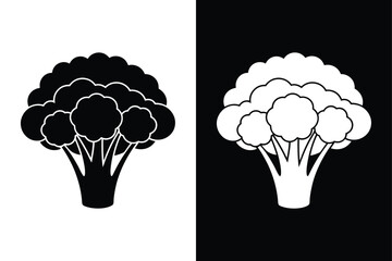 Vector Broccoli Silhouette. Healthy Food Icon in Clean Black Outline