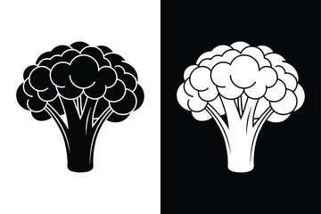Broccoli Icon Silhouette. Fresh Vegetable Vector Design in Black and White