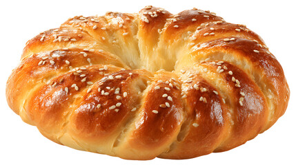 Golden Braided Round Bread with Sesame Seeds