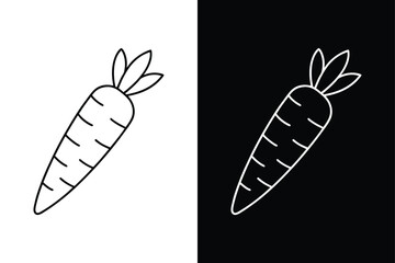 Carrot Line Icon Collection. Whole and Cut Carrot Vector Illustrations