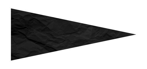 Black crumpled paper arrow isolated on transparent background.