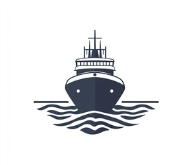 Obraz premium Maritime vessel silhouette, front view
