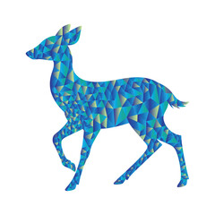 Low poly deer design, white background.