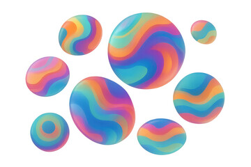 Obraz premium Vibrant rainbow spheres with swirling patterns creating a colorful and dynamic visual on a transparent background