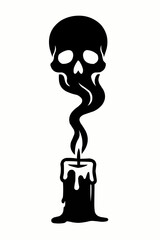 Cartoon vector illustration of a funny smoking monster character head with an eye and a black skull design mask