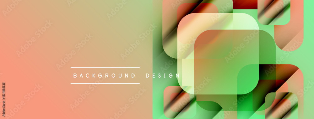 Poster Abstract geometric design. Gradient colors blend, creating modern visual effect. Overlapping squares, rectangles form dynamic composition.
