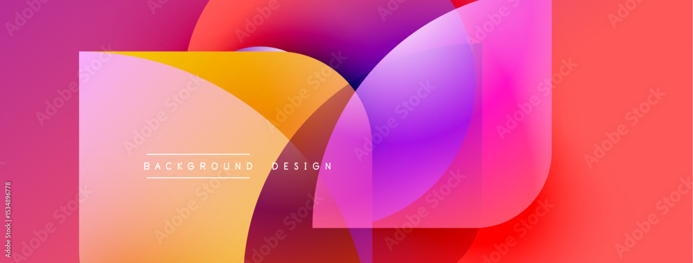 Aufkleber Abstract fluid shapes overlap, creating vibrant color gradients. Design features text background design centrally positioned. Modern aesthetic.