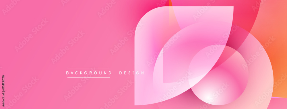 Aufkleber Abstract pink background. Overlapping layers create dynamic visual effect. Gradient colors, modern design elements present.