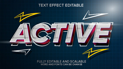 Naklejka premium active text effect editable vector