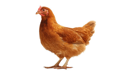 Fototapeta premium [Transparent Background PNG]Single Brown Hen on White Background