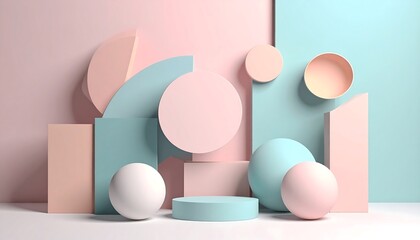 Fototapeta premium Abstract geometric shapes in pastel colors