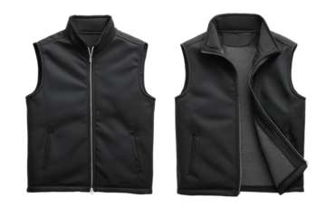 [Transparent Background PNG]Black Fleece Vest for Men