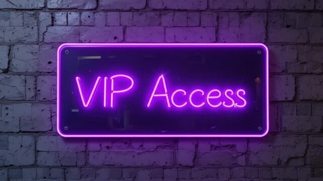 Purple Neon VIP Access Text on Wall for Exclusive Entry