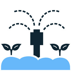 Irrigation icon vector for representing water delivery systems for agriculture. Ideal for smart farming, sustainable water management, and crop hydration.