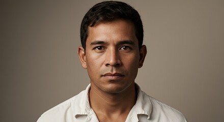 Portrait of a Man, Serious Expression, Neutral Background
