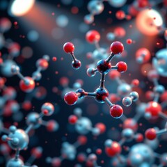 create a 3d rendering of a molecule set against a munication background photo