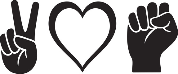 Symbols of Peace, Love, and Justice in Clip art.
