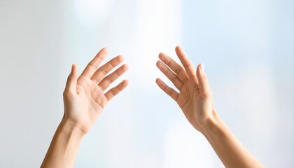 Open Hands Reaching Upward Wellness and Wellbeing Concept.