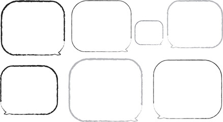 手描き風の四角い吹き出しセット。角は丸い。かわいいふきだし。使いやすい。