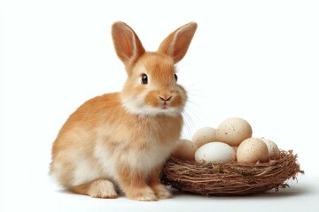 Obraz premium Adorable Baby Bunny with Easter Eggs