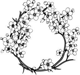 Naklejka premium Cherry blossom frame drawing