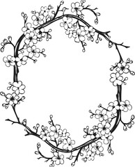 Fototapeta premium Cherry blossom frame drawing