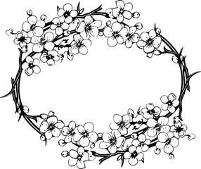 Cherry blossom frame drawing