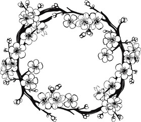 Fototapeta premium Cherry blossom frame drawing