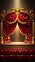 theater stage with red curtain