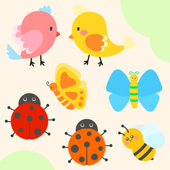 귀여운 새와 벌레