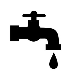 Silhouette Faucet with Water Drop Illustration Plumbing Fixture Icon