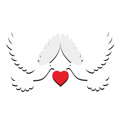 Obraz premium Two Dove with Heart Symbol Together for Love Icon