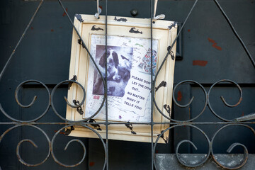 Photo frame with dog message on door