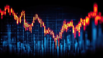Financial growth chart forecast for portfolio wealth concept. Abstract stock market graph with dynamic trading data visualizations.