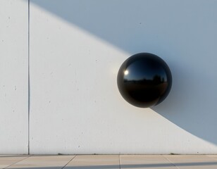 high quality, subject on the right side of the image, a black bubble against an empty space wall texture background in soft glow style with sky blue tones, under morning radiance