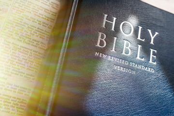 Holy bible with light
