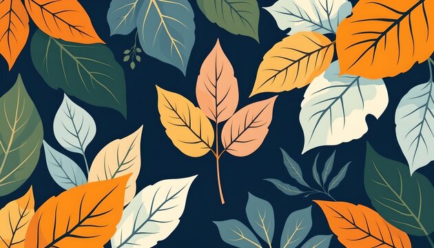 high quality, abstract leaves with bold outlines and soft shading, simple and clean