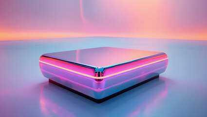 Abstract Glowing Stage Platform Futuristic Design