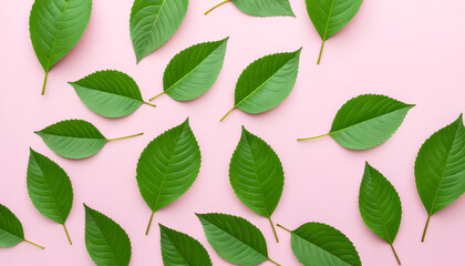 Minimalist Botanical Aesthetic with Green Leaves and Pastels