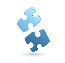 Fototapeta premium Two light-blue puzzle pieces