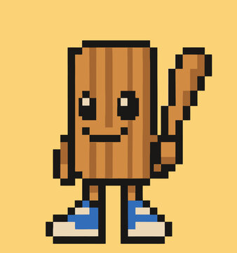 Pixelated Tung Tung Tung Tung Tung Tung Tung Tung Tung Sahur. Italian Brainrot Character. Vector Illustrations