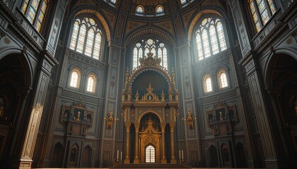Grand interior of a historical cathedral.