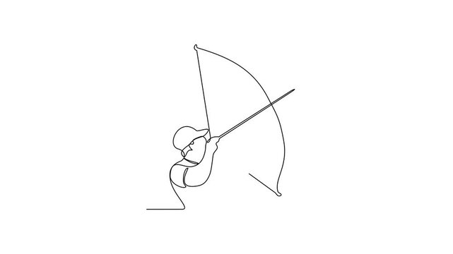 Animated self drawing of Archery sports video design illustration. Archery sports design in simple linear continuous style video concept. Sports themes design for your asset design educational.