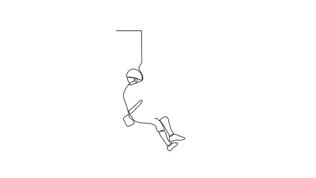 Animated self drawing of wall climbing video design illustration. wall climbing design in simple linear continuous style video concept. Sports themes design for your asset and educational purpose.