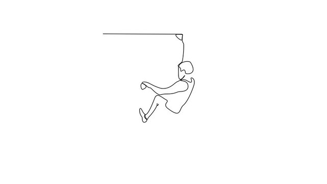 Animated self drawing of wall climbing video design illustration. wall climbing design in simple linear continuous style video concept. Sports themes design for your asset and educational purpose.