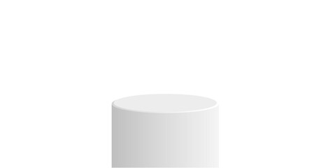 Cylinder white podium stage pedestal and platform vector for product display, spotlight presentations, or award ceremonies. It's ideal for minimalist exhibitions, virtual events, and elegant showcases